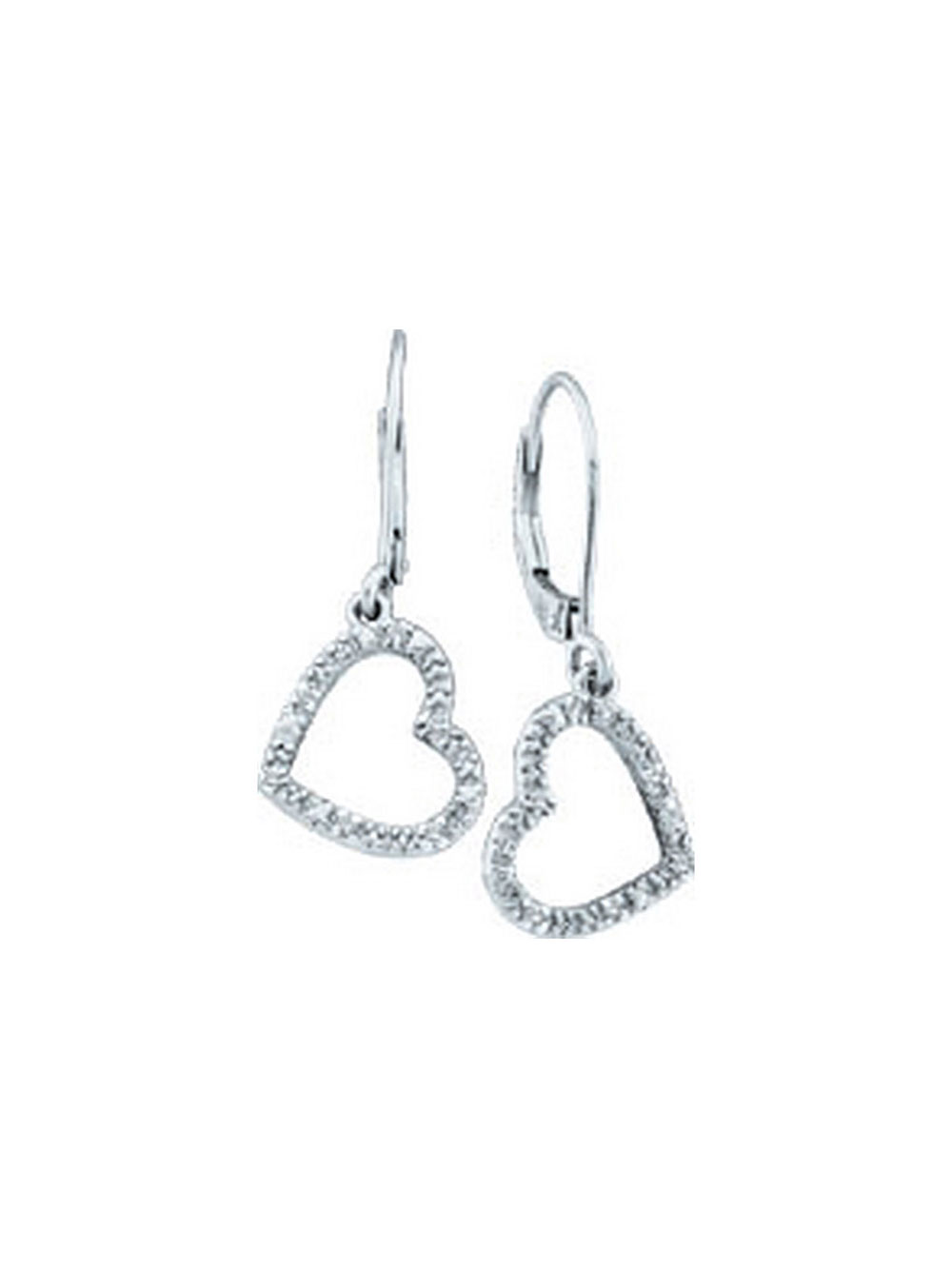 1/4 Cttw. Jewel Tie Solid 10k White Gold Round Diamond Heart Dangle Screwback Earrings 1/4 Cttw. Jewel Tie Solid 10k White Gold Round Diamond Heart Dangle Screwback Earrings